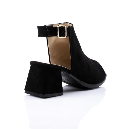 Black Suede Heeled Sandal