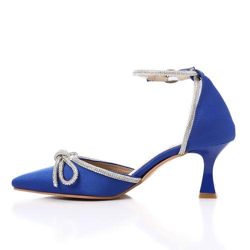 Blue Rhinestone Bow Soiree High Heels