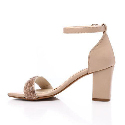 Beige Ankle Buckle Soiree Sandal