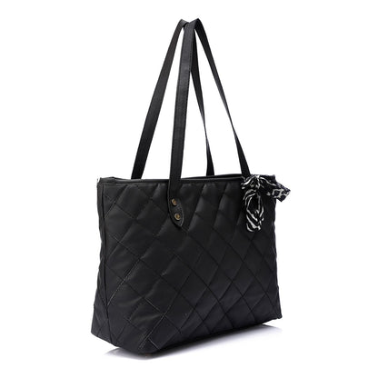 Black Shoulder Bag with Decorative Scarf