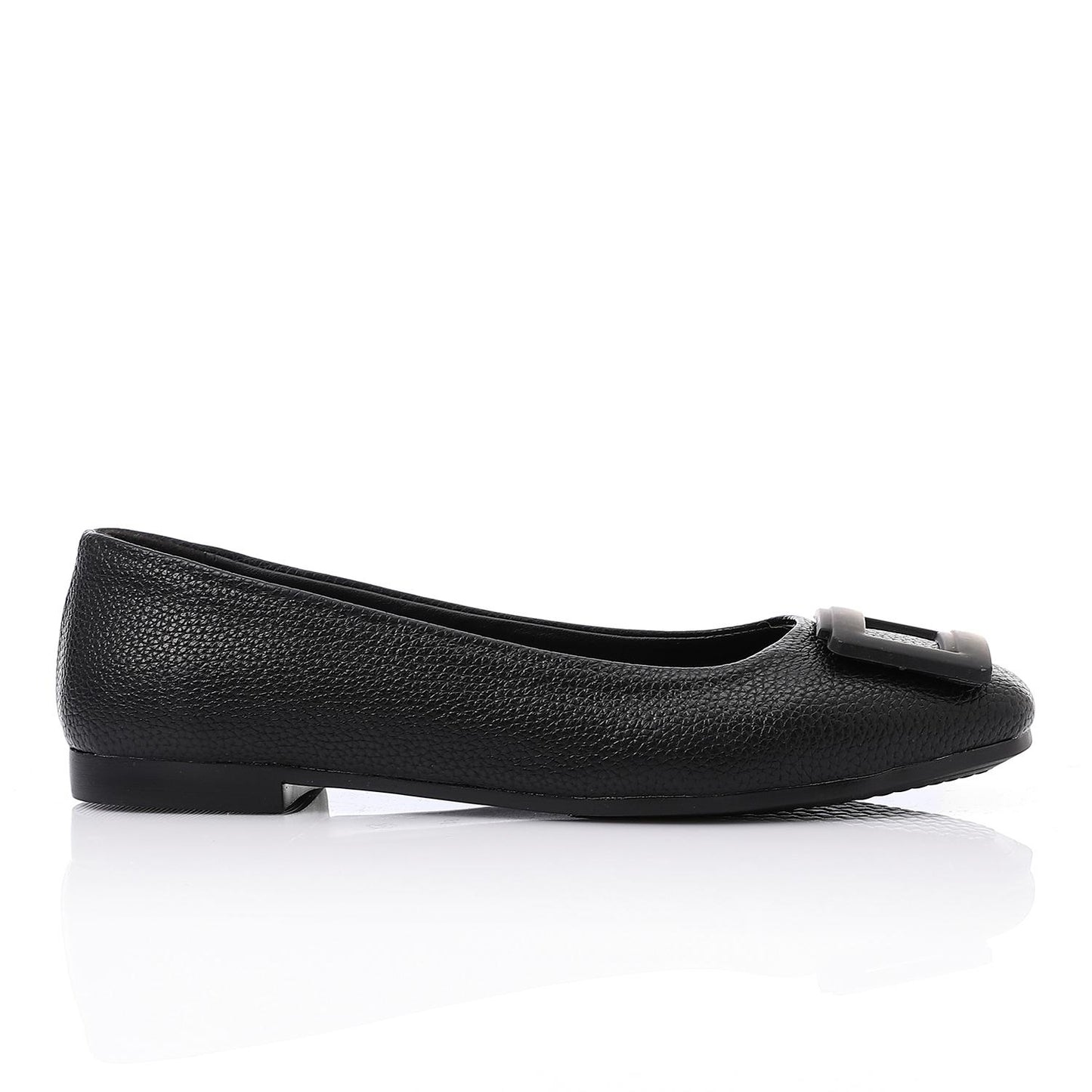 Black Upper Detailing Leather Ballerina