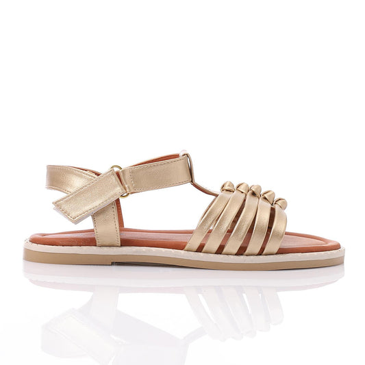 Gold Multi-Strap Knot Sandal for Teen Girls