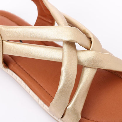 Gold Double Cross Sandal for Girls