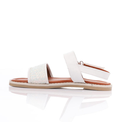 White Glitter Strap Sandal for Girls
