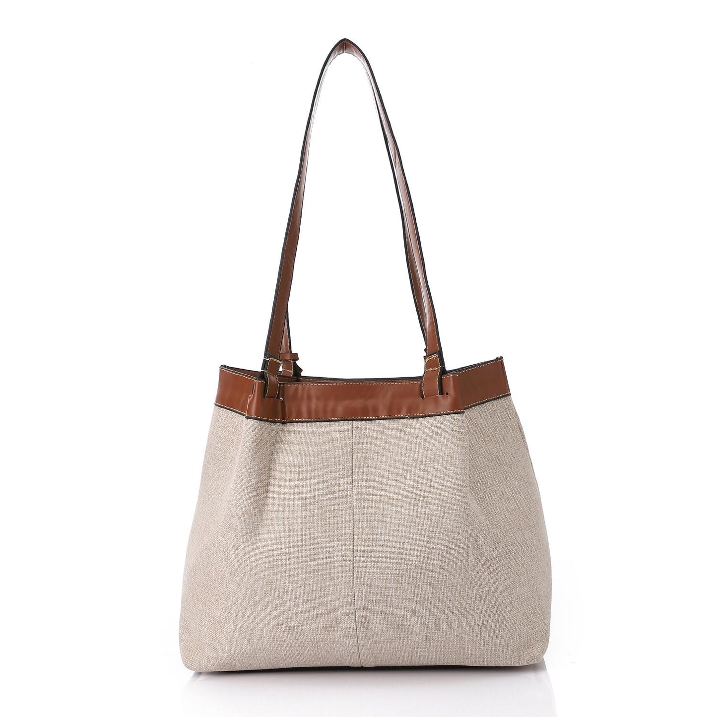 Beige & Havana Linen Shoulder Bag