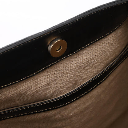 Beige & Black Linen Shoulder Bag