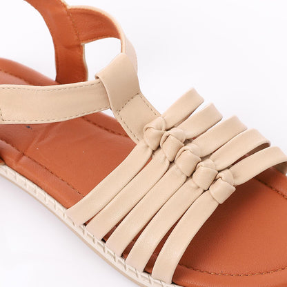 Beige Multi-Strap Knot Sandal for Girls
