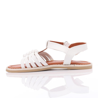 White Multi-Strap Knot Sandal for Teen Girls