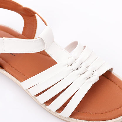 White Multi-Strap Knot Sandal for Teen Girls