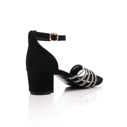 Black Square Toecap Soiree Sandal