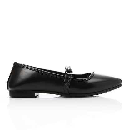 Black Simple Upper Buckle Ballerina