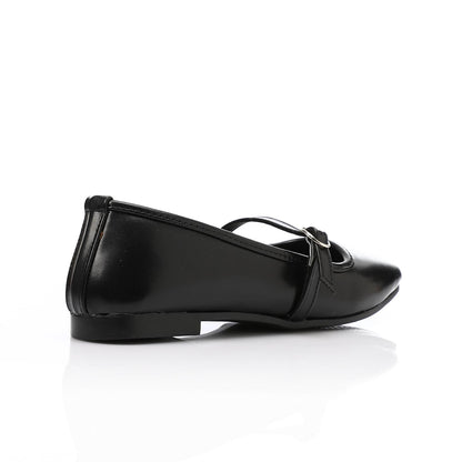 Black Simple Upper Buckle Ballerina