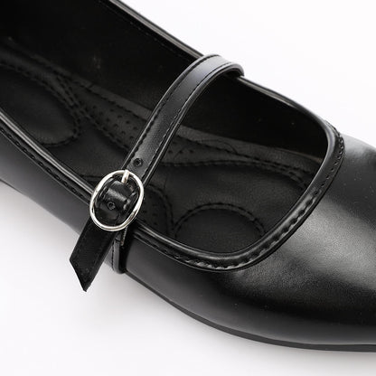 Black Simple Upper Buckle Ballerina
