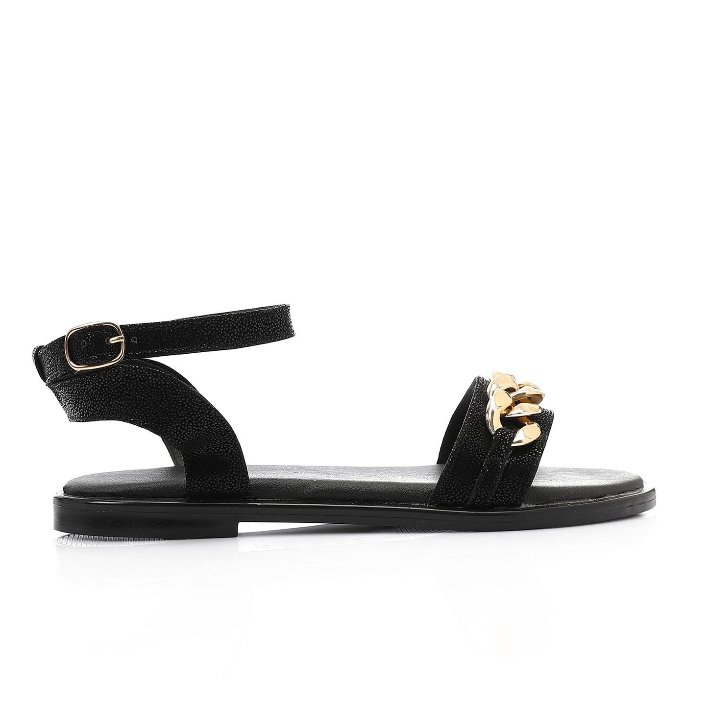 Black Upper Chain Flat Sandal