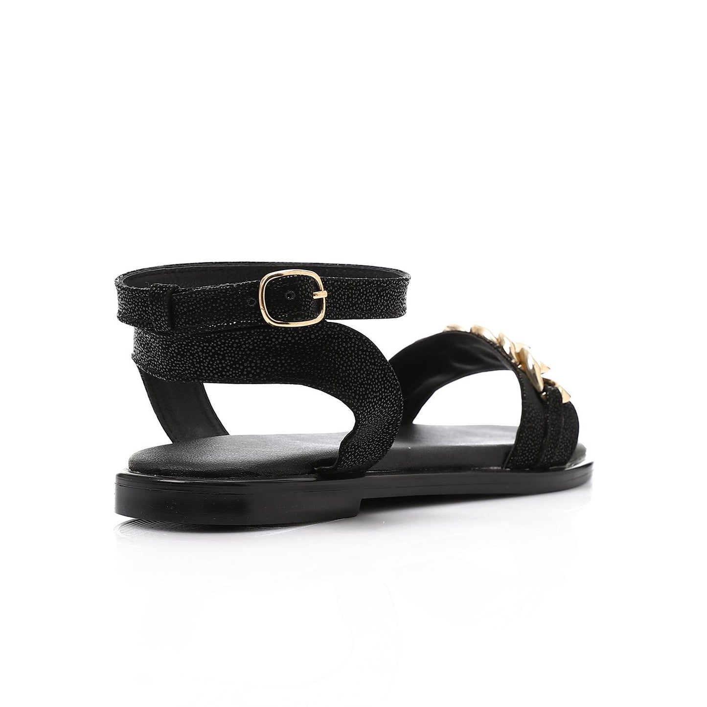 Black Upper Chain Flat Sandal