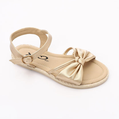 Gold Knotted Bow Flat Sandal for Girls