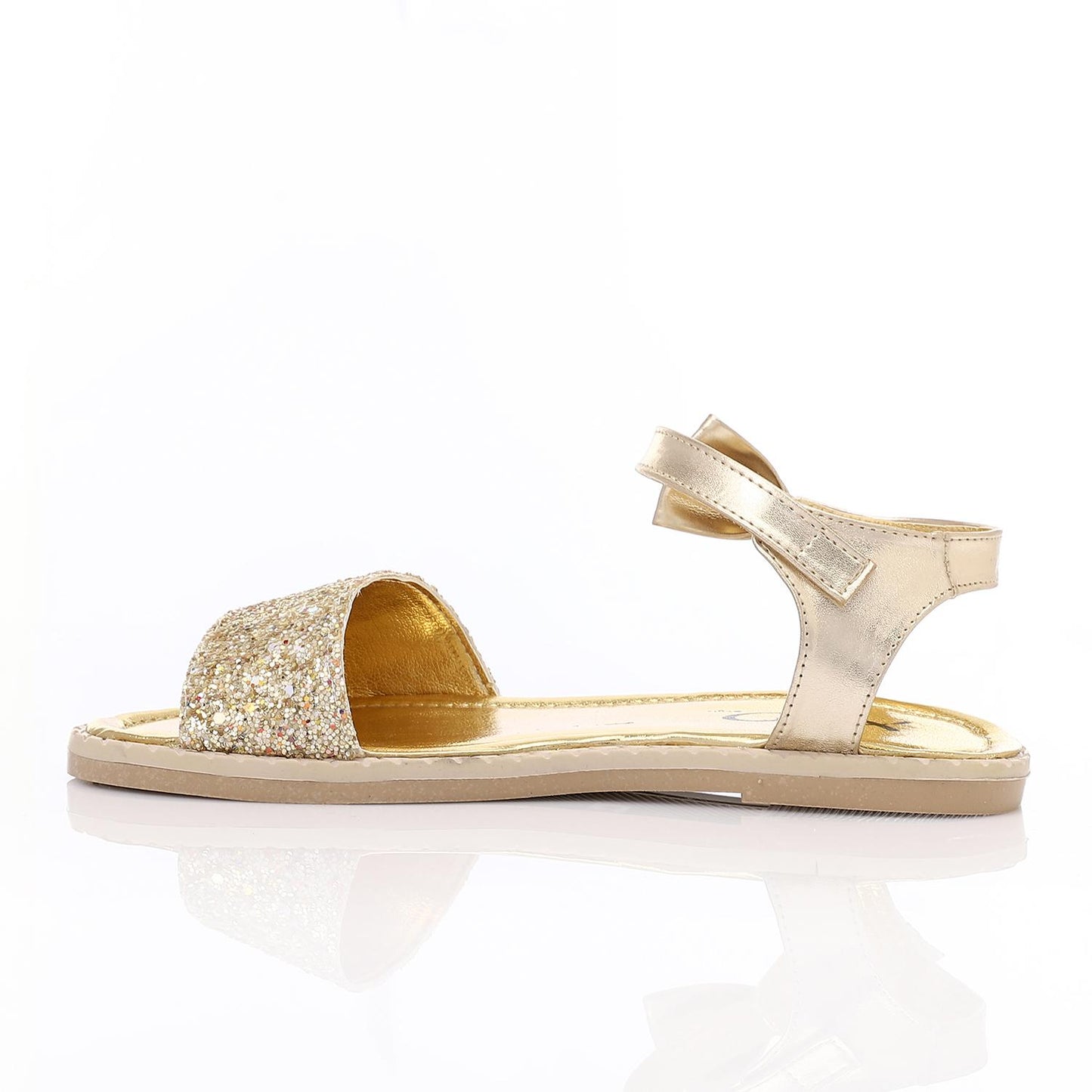 Gold Glitter Sandal with Ankle Bow for Girls