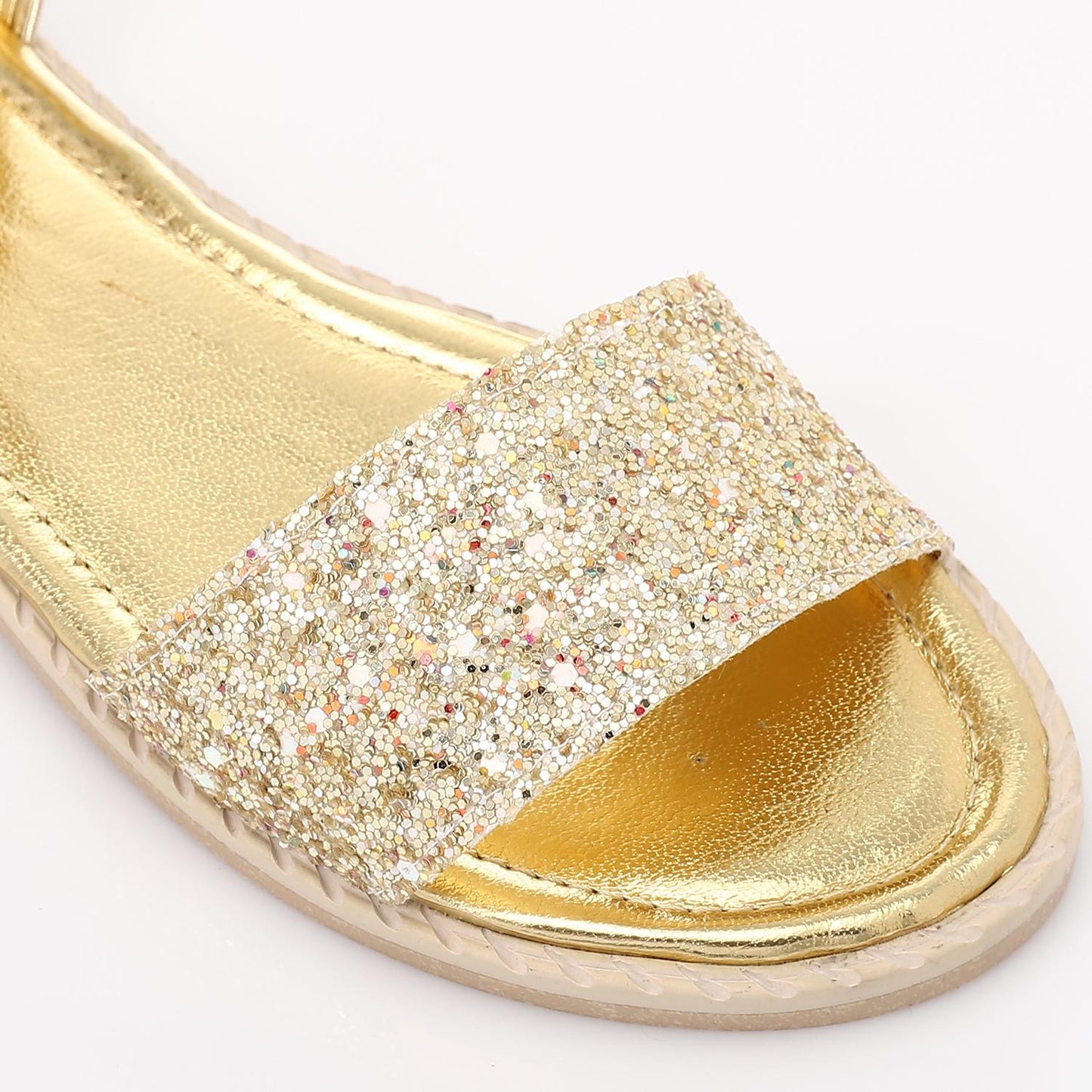 Gold Glitter Sandal with Ankle Bow for Teen Girls