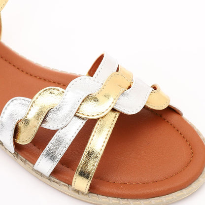 Bi-Tone Shiny Flat Sandal for Girls