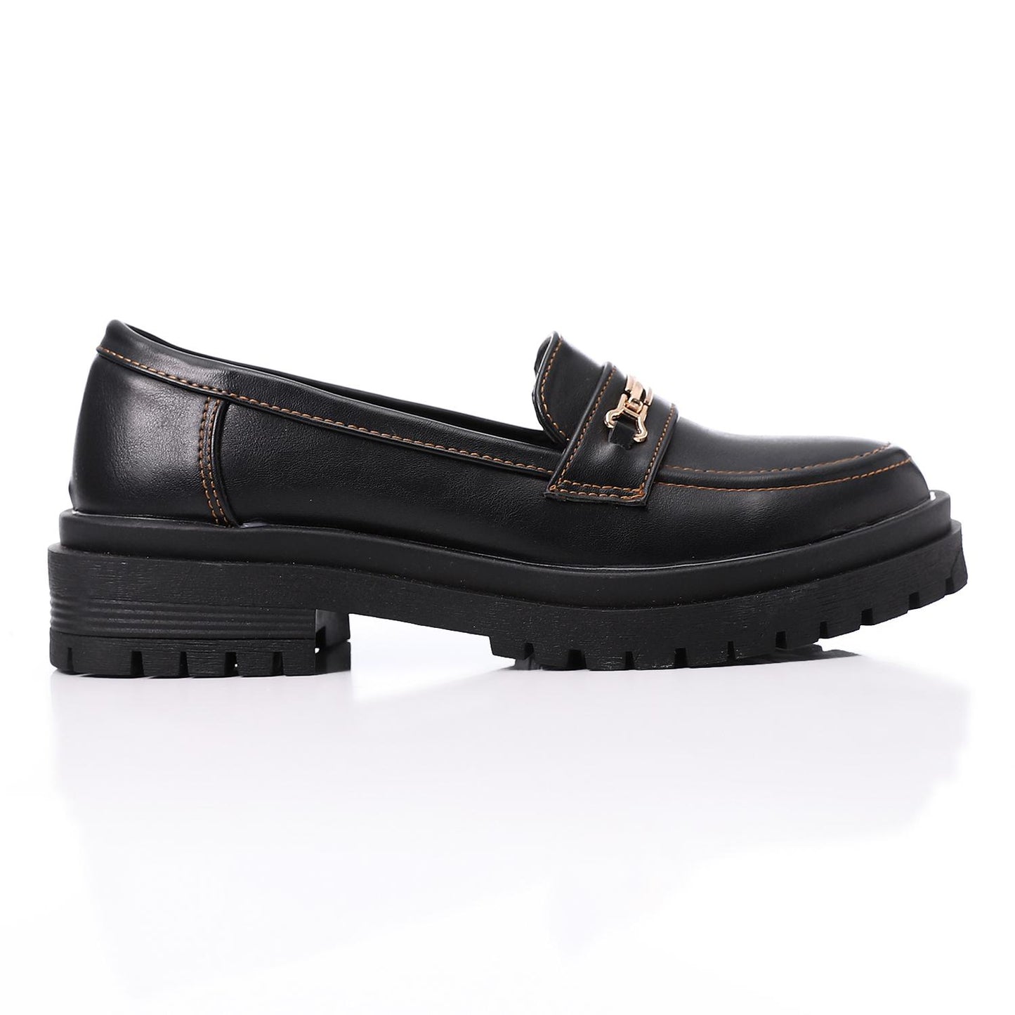 Black Classic Chunky Heel Loafer