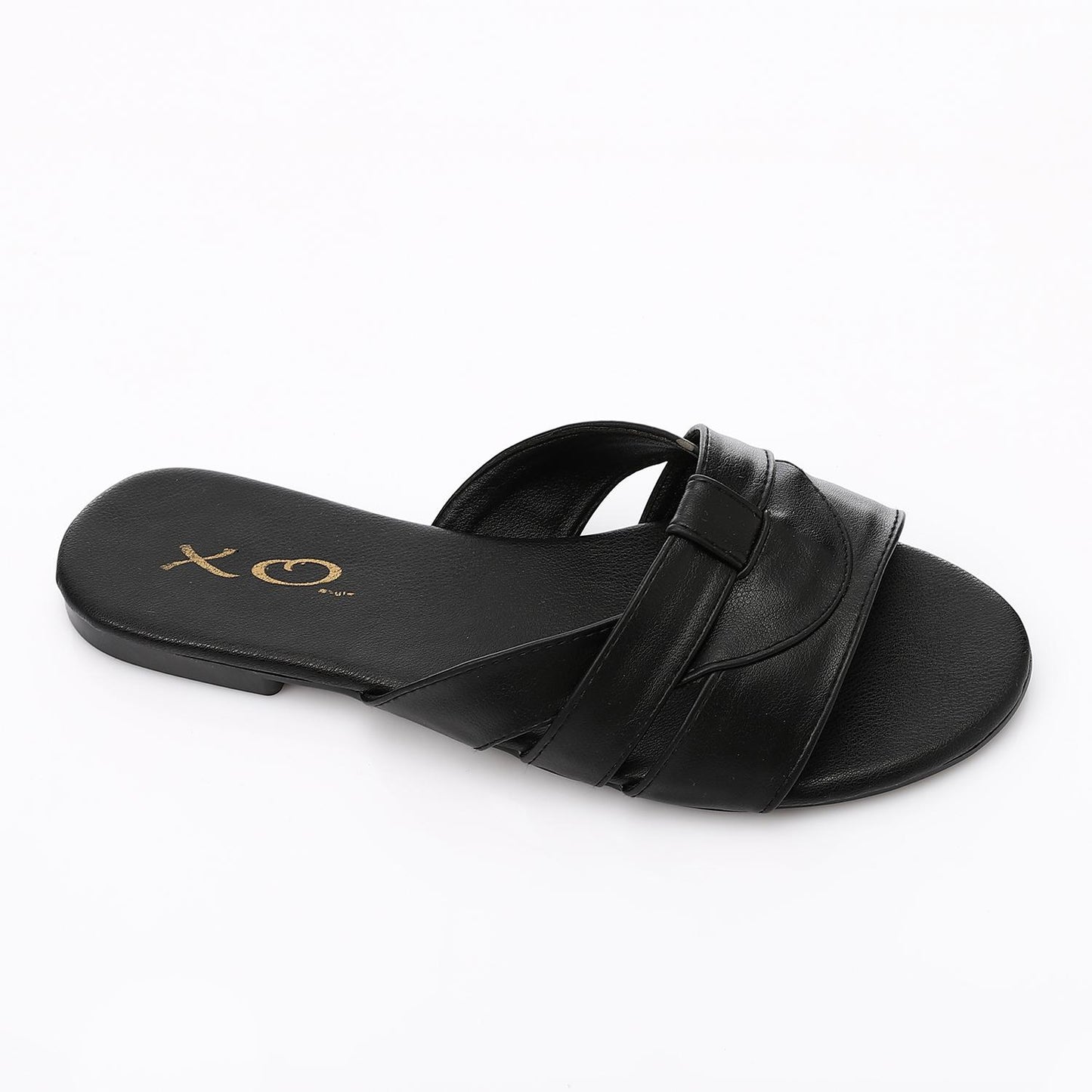 Black Open Toe Flat Slipper