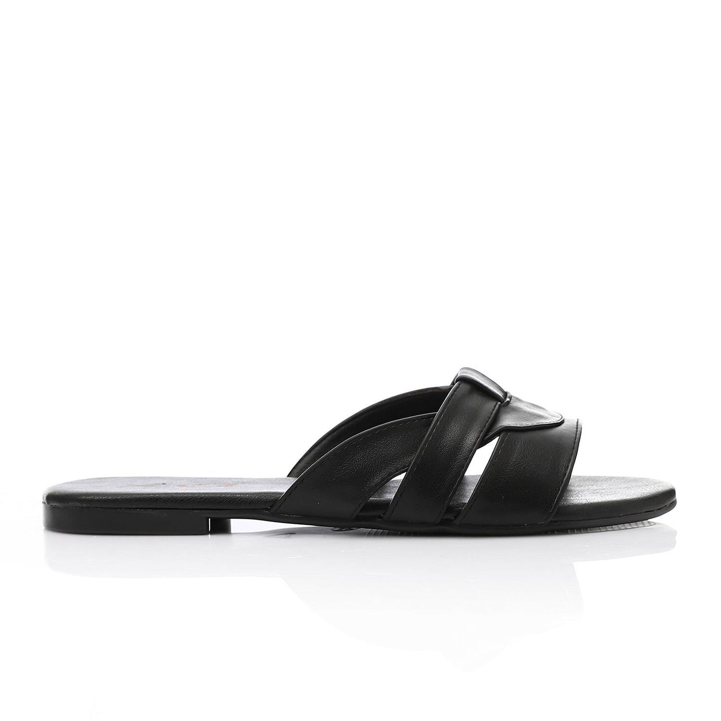 Black Open Toe Flat Slipper