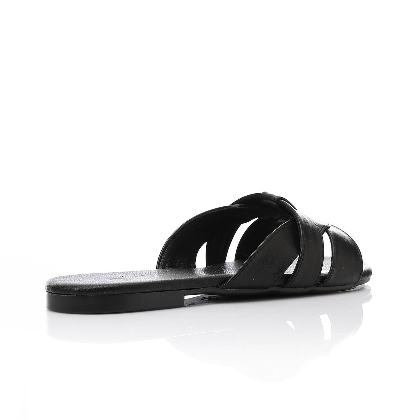 Black Open Toe Flat Slipper