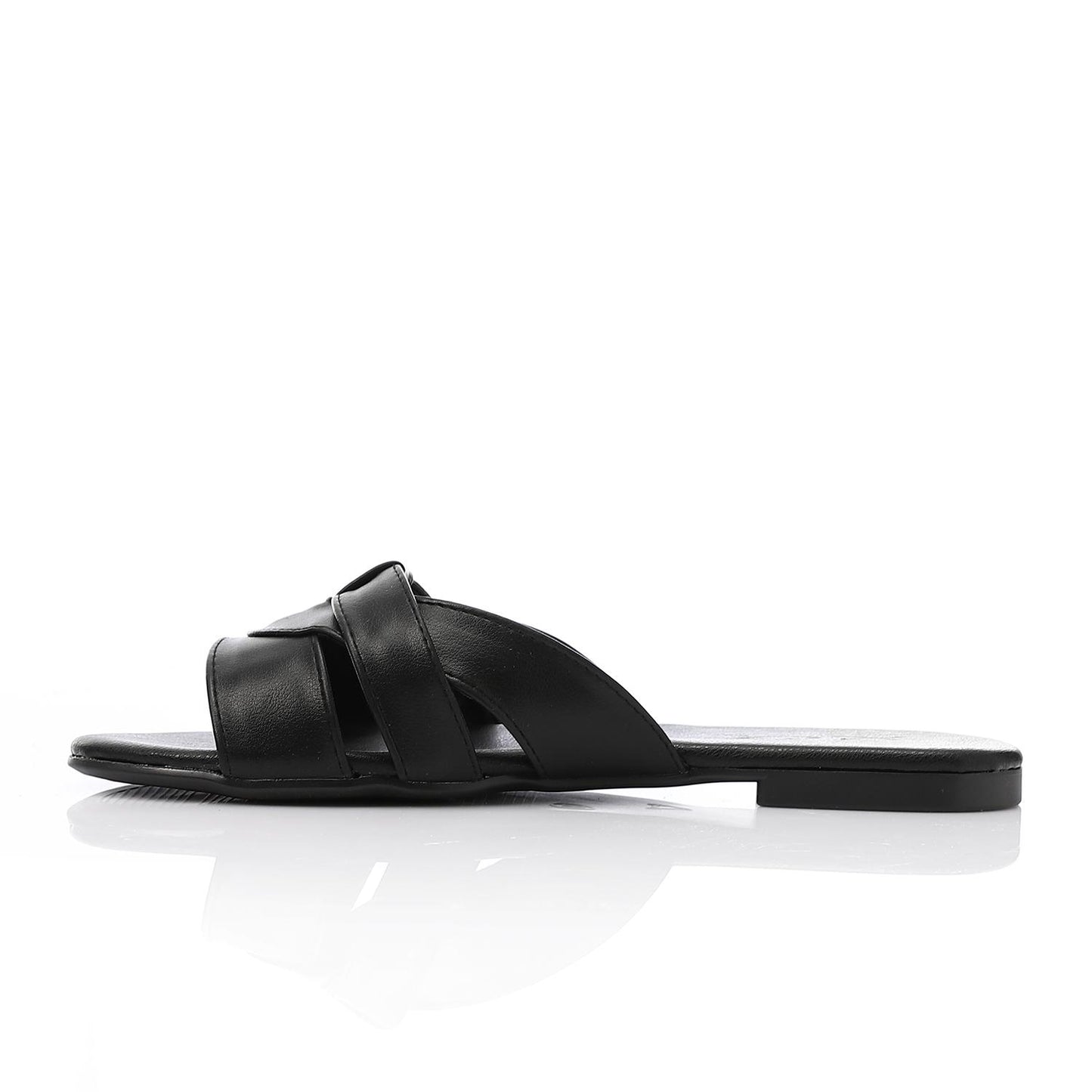 Black Open Toe Flat Slipper