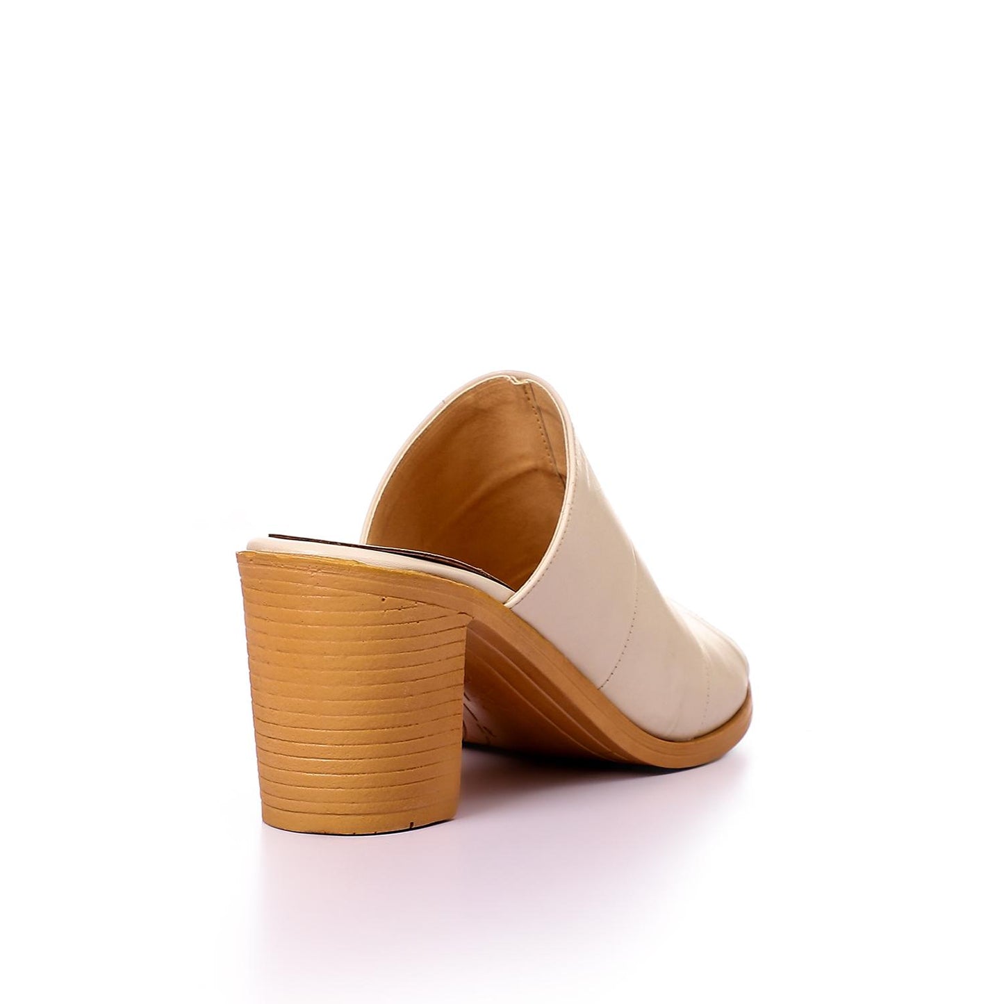Beige Open Toe Heeled Slipper