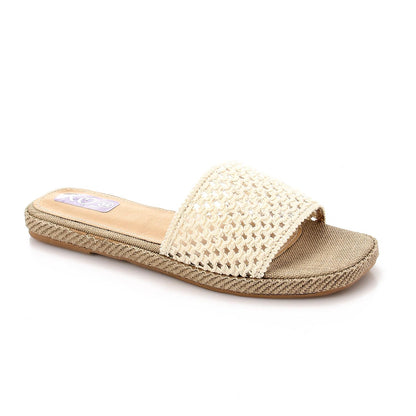 White Perforated Canvas Slipper
