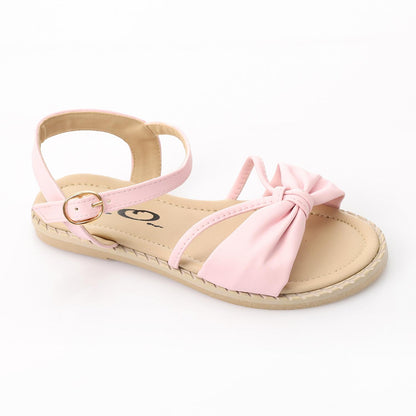 Light Pink Knotted Bow Flat Sandal for Girls