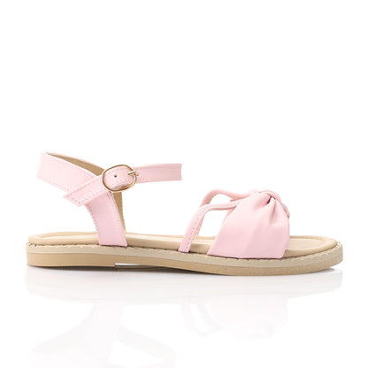 Light Pink Knotted Bow Flat Sandal for Girls