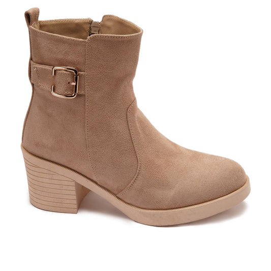 Cafe Suede Heeled Ankle Boot
