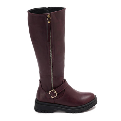 Two Side Zippers Knee High Boot
