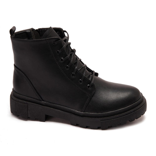 Solid Lace-up Ankle Boot