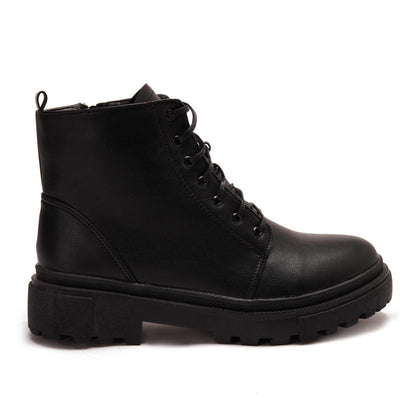 Solid Lace-up Ankle Boot