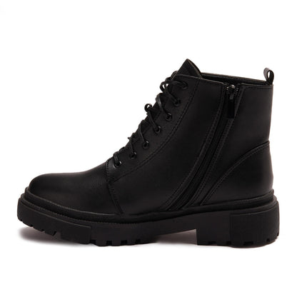 Solid Lace-up Ankle Boot