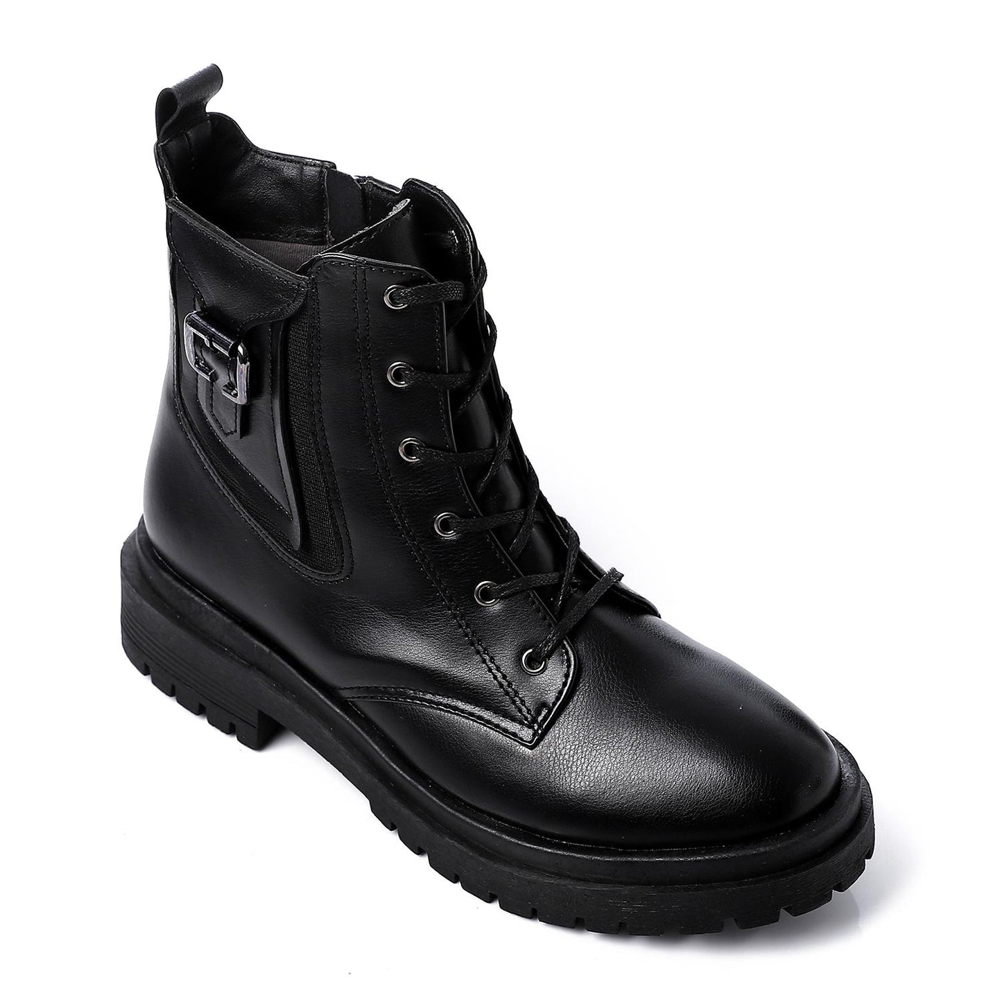 Black Half Boot with Decorative Buckle