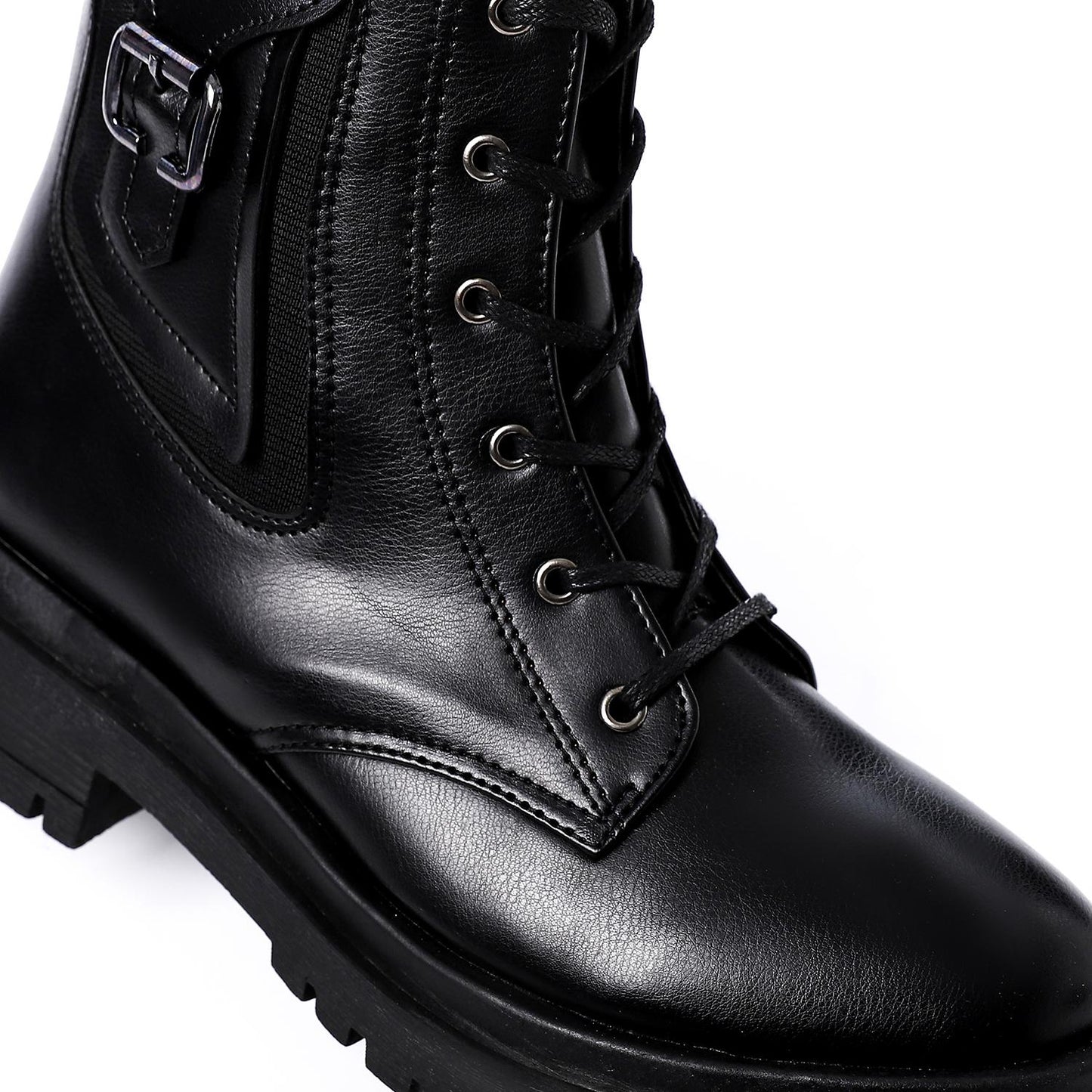 Black Half Boot with Decorative Buckle