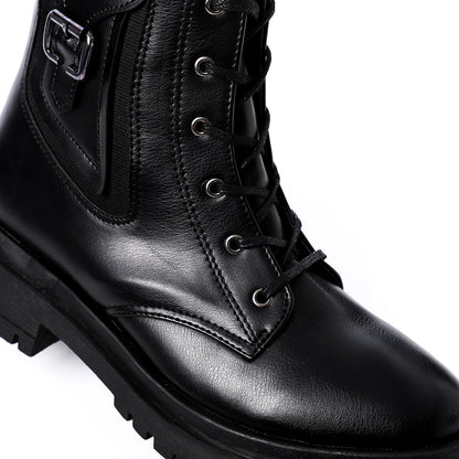 Black Half Boot with Decorative Buckle