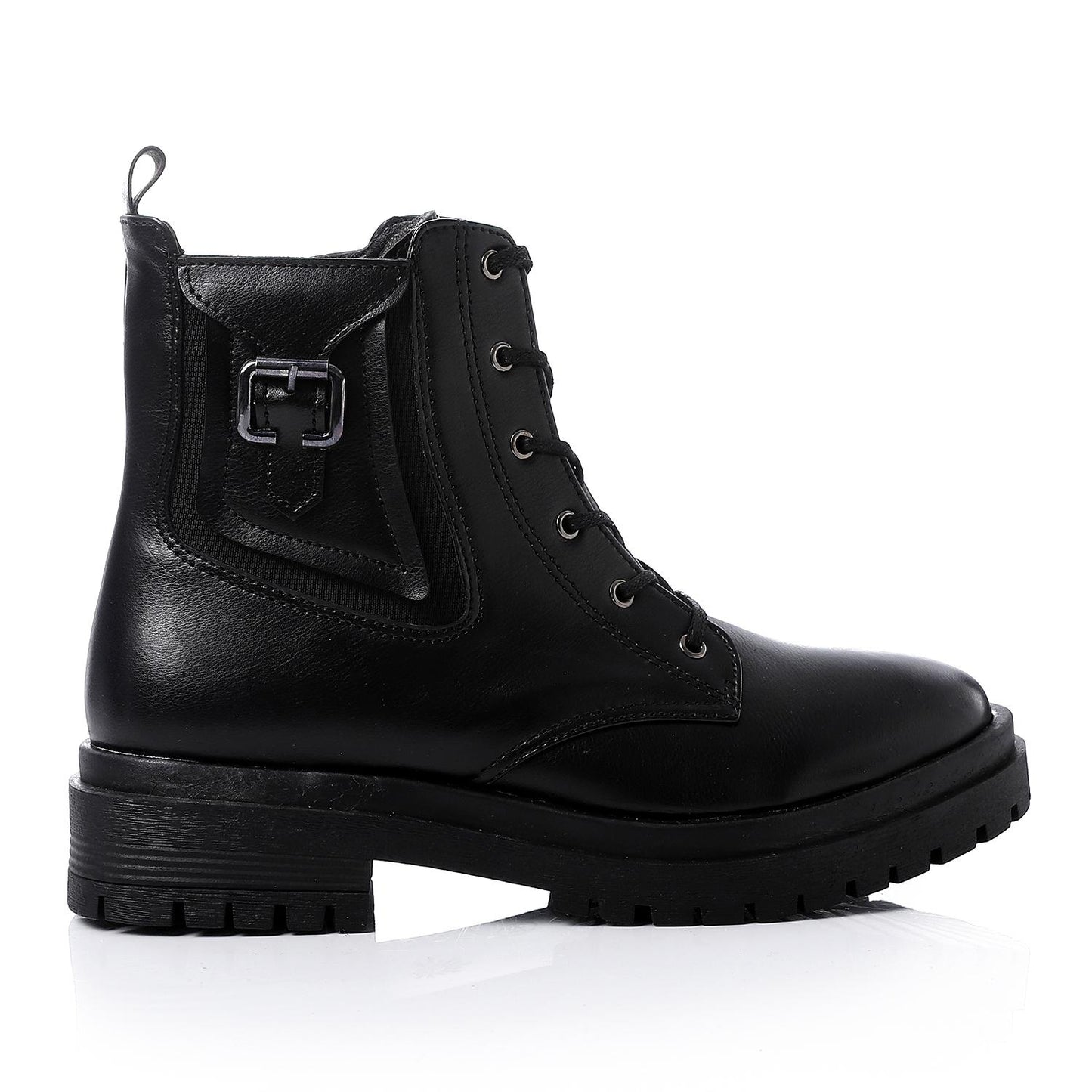 Black Half Boot with Decorative Buckle