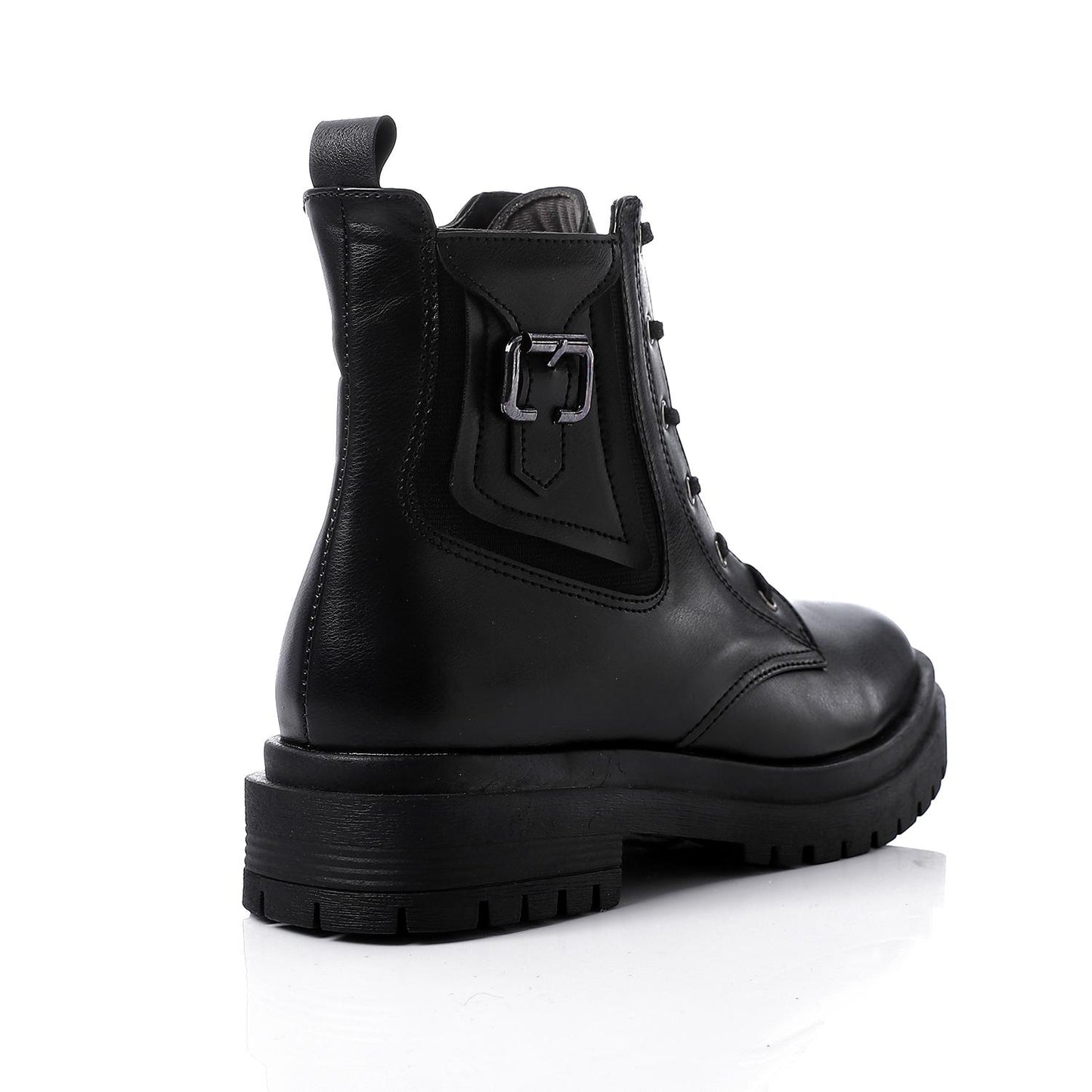 Black Half Boot with Decorative Buckle