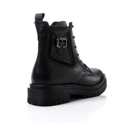 Black Half Boot with Decorative Buckle