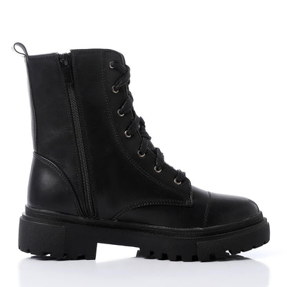 Black Side Zip-up Combat Boot