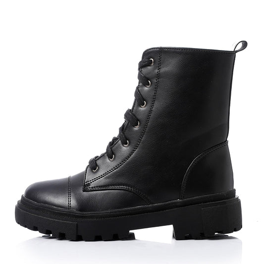 Black Side Zip-up Combat Boot