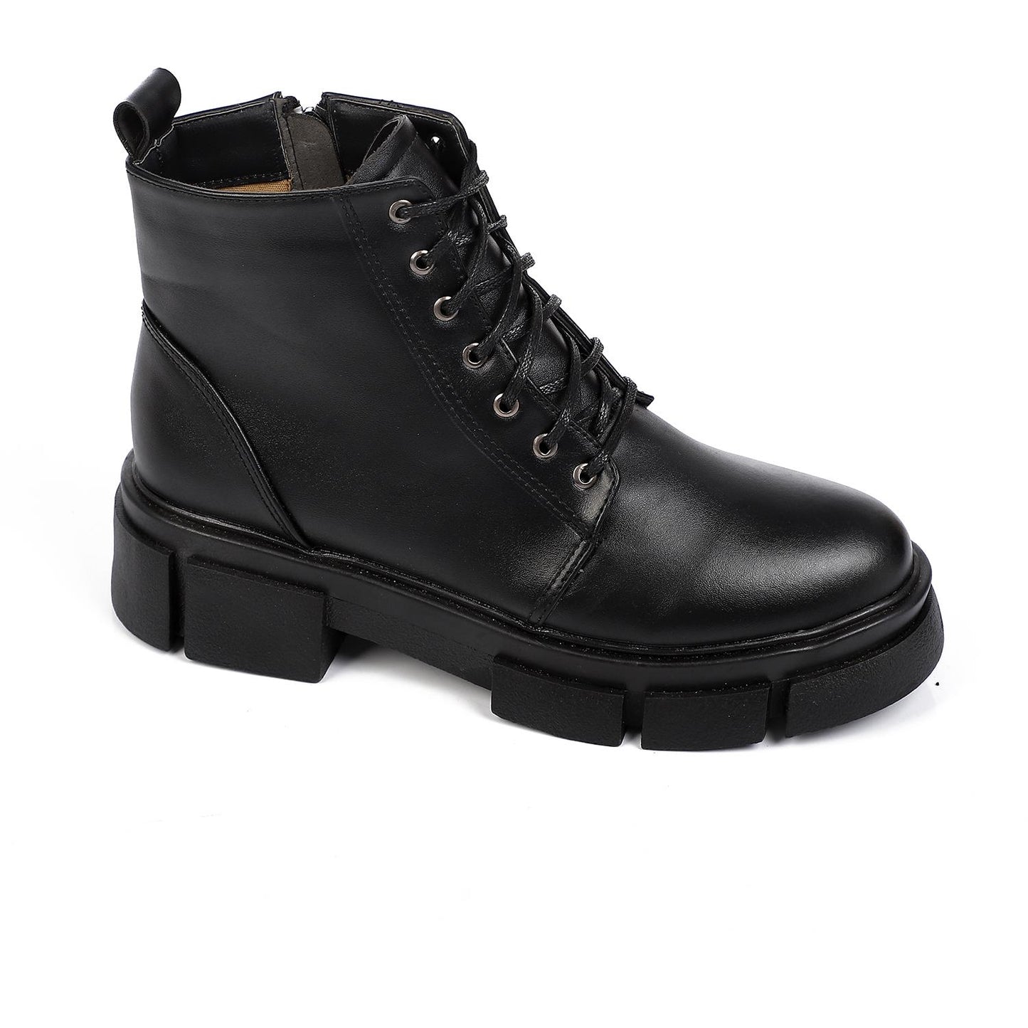 Black Casual Zip-up Ankle Boot