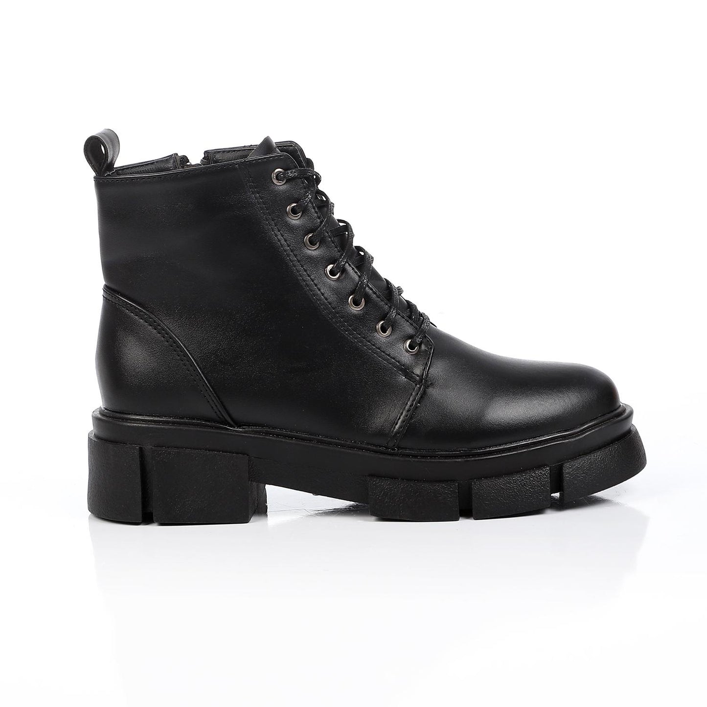 Black Casual Zip-up Ankle Boot