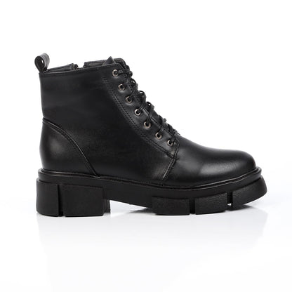 Black Casual Zip-up Ankle Boot