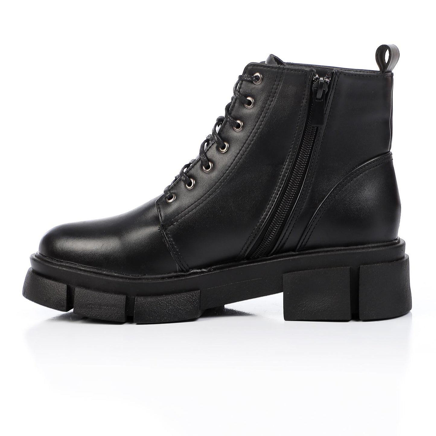 Black Casual Zip-up Ankle Boot