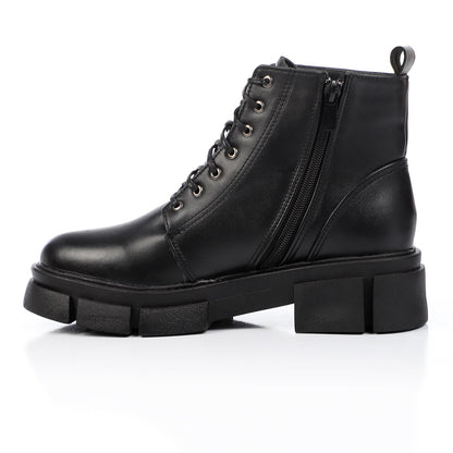 Black Casual Zip-up Ankle Boot